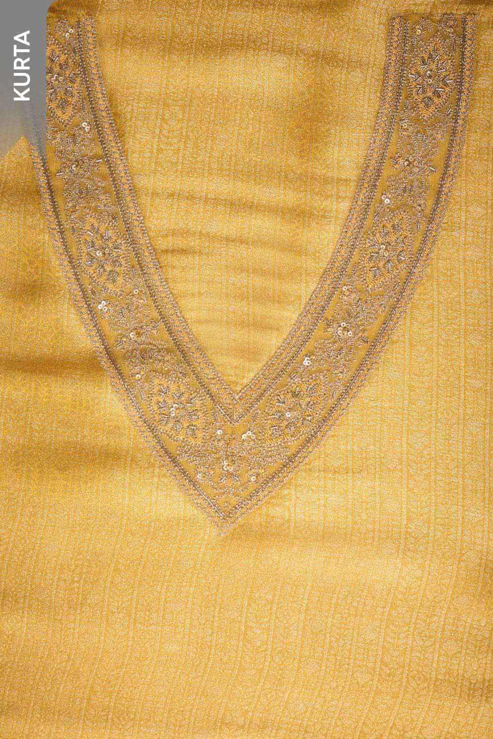 Yellow Pure Viscose Embroidered Unstitched Suit Set image number null