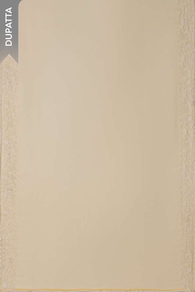 Light Yellow Schiffli Pure Cotton Unstitched Suit Set thumbnail image number null