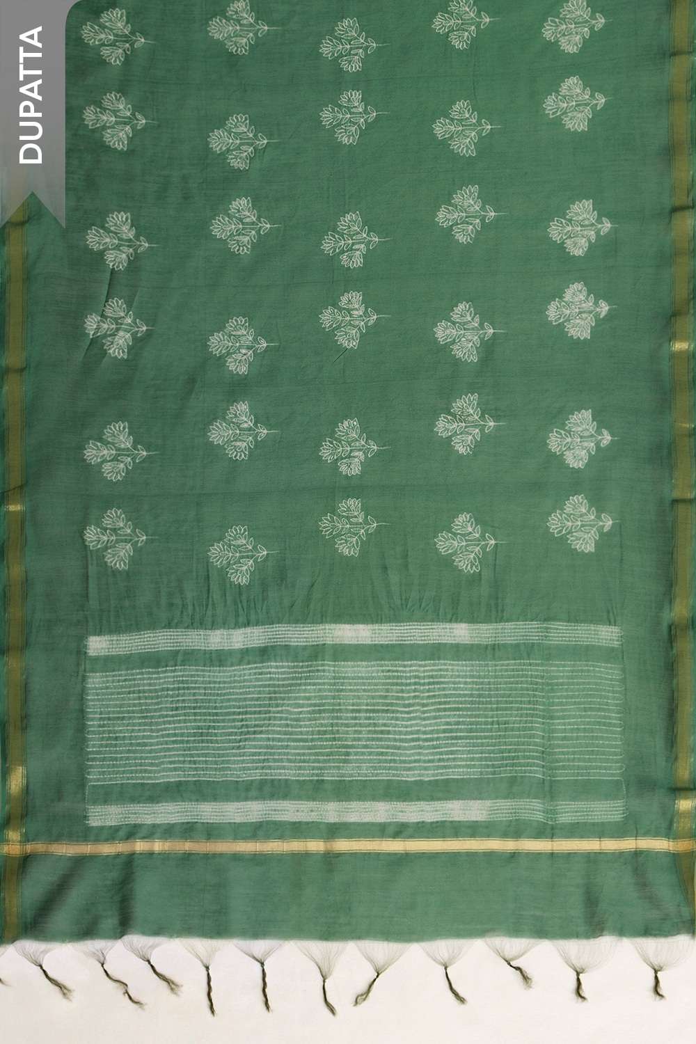 Green Tie and Dye Shibori Pure Silk Cotton Unstitched Suit Set image number null