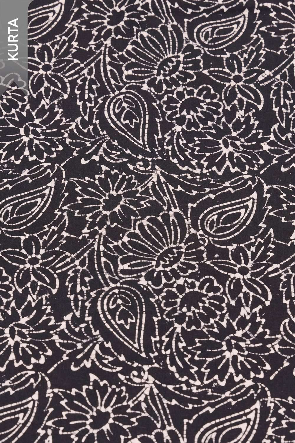 Black Pure Cotton Batik Unstitched Suit Set image number null