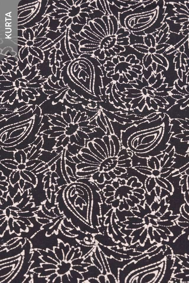 Black Pure Cotton Batik Unstitched Suit Set thumbnail image number null