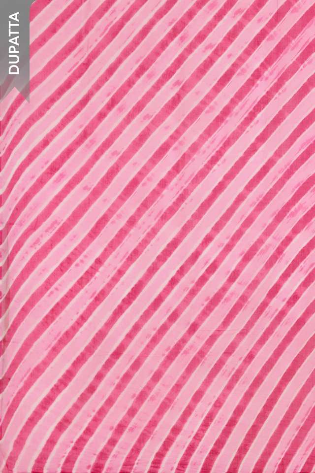 Dark Pink Pure Cotton Tie & Dye Bandhni Unstitched Suit Set thumbnail image number null