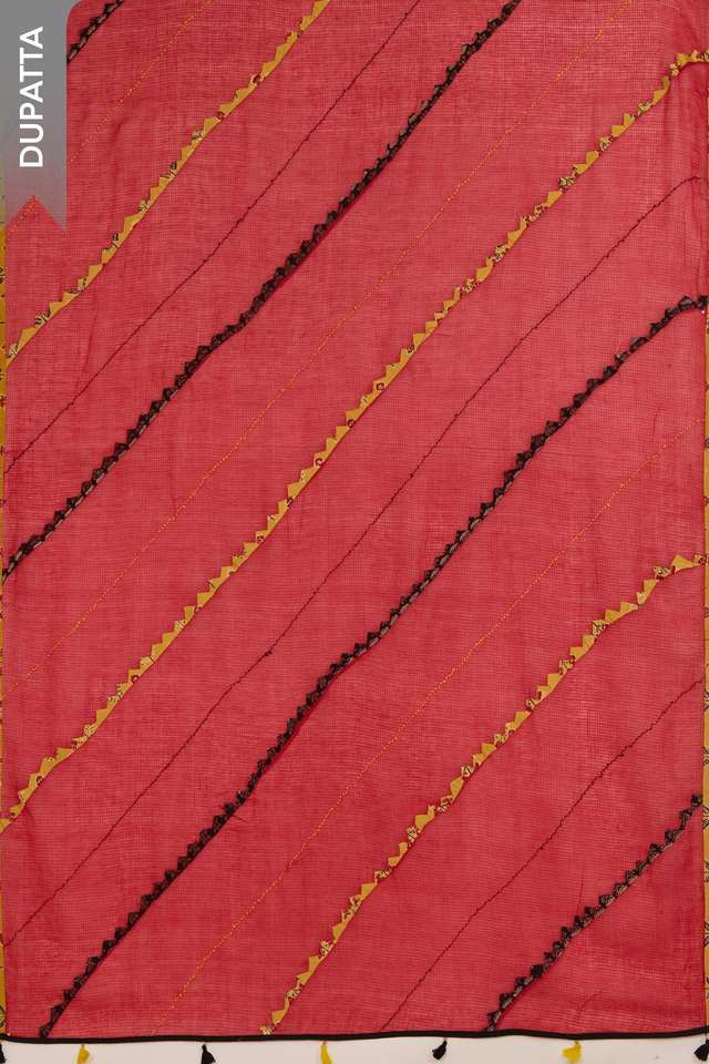 Yellow Pure Cotton Ajrakh Unstitched Suit Set thumbnail image number null