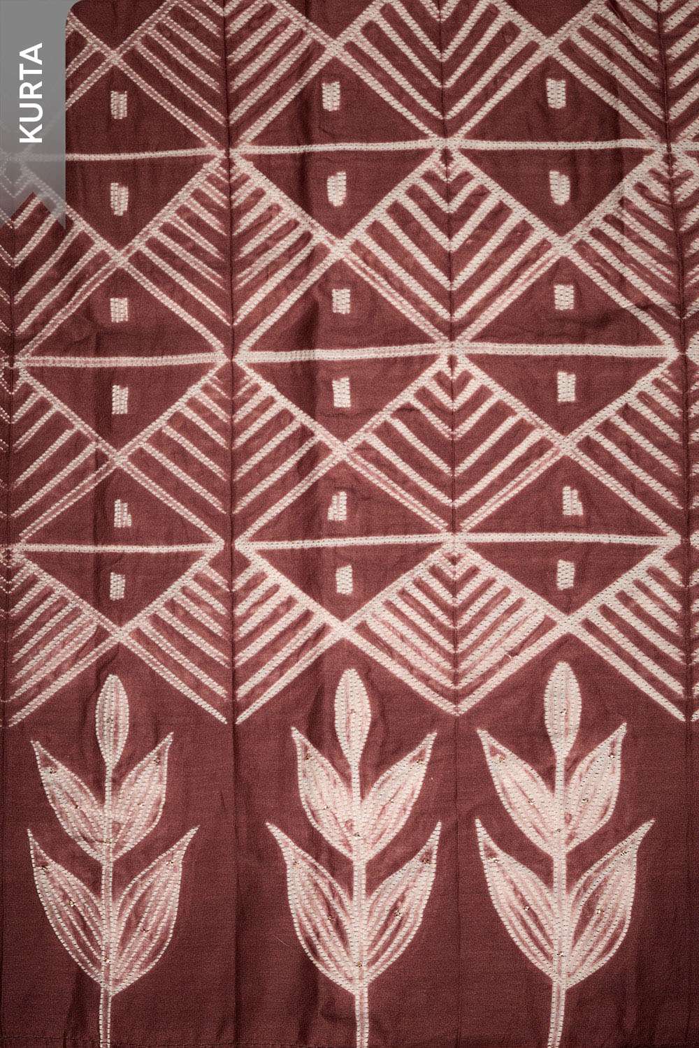 Brown Mukaish Pure Silk Cotton Unstitched Suit Set image number null