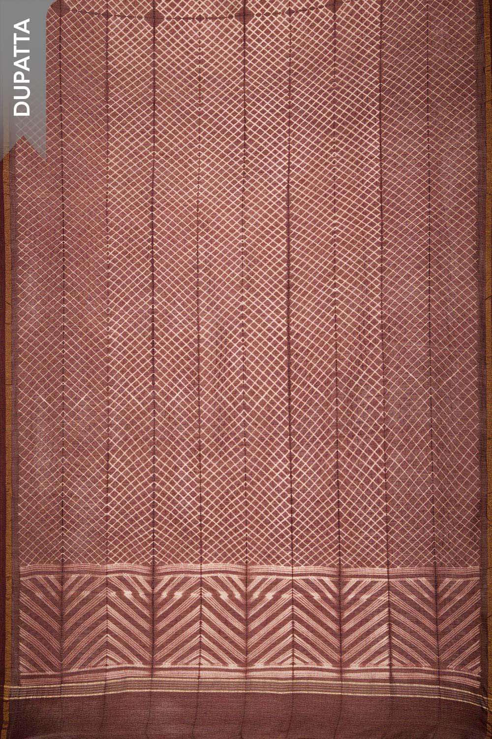 Brown Mukaish Pure Silk Cotton Unstitched Suit Set image number null