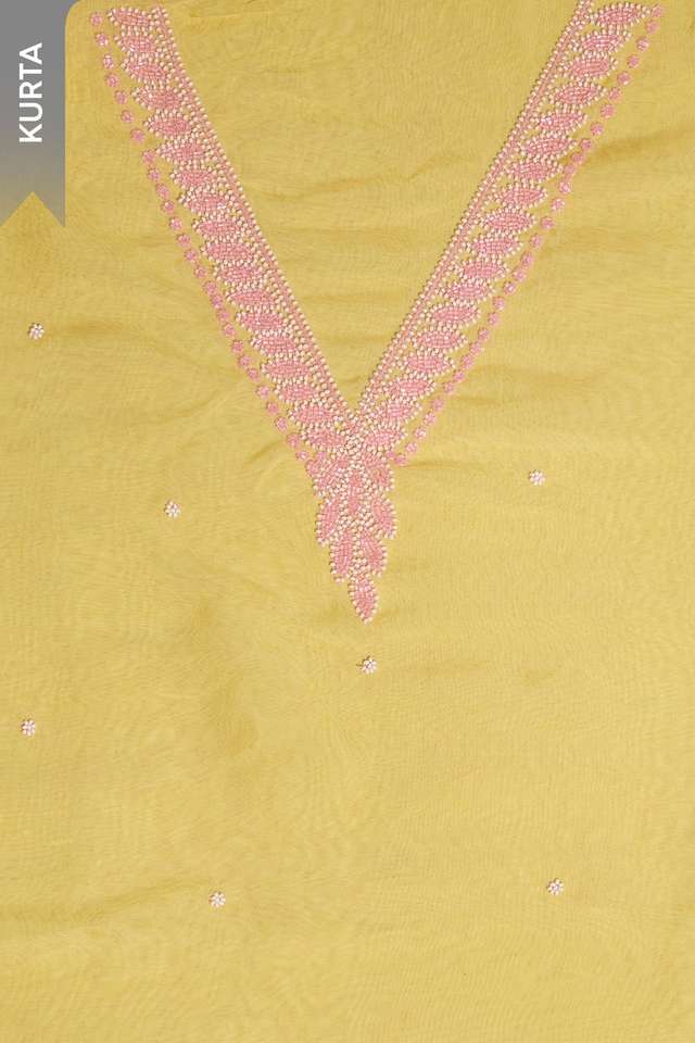 Light Yellow Viscose Embroidered Unstitched Suit Set thumbnail image number null