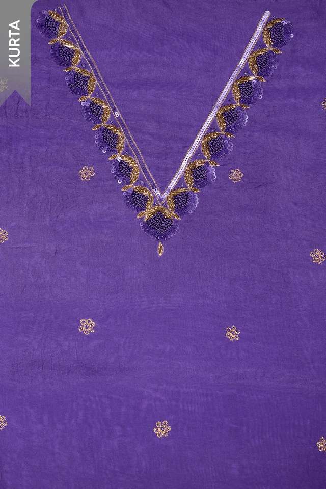 Dark Violet Viscose Embroidered Unstitched Suit Set thumbnail image number null