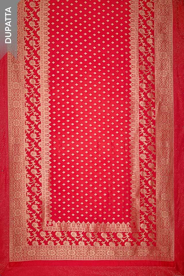 Red Viscose Embroidered Unstitched Suit Set thumbnail image number null