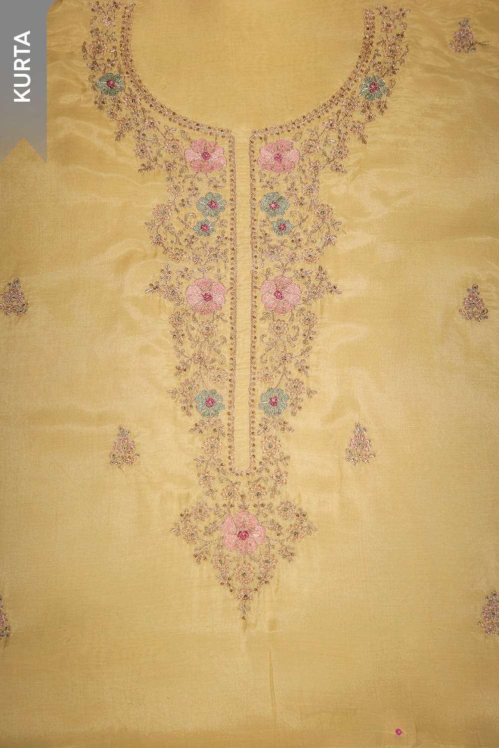 Yellow Viscose Embroidered Unstitched Suit Set image number null